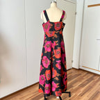 1970s Vintage Floral Maxi Dress-Sleeveless V Neck Summer Sun Dress