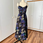 Y2K Floral Fairy Maxi Dress Chiffon Empire Waist Whimsygoth Slip Dress EU 38