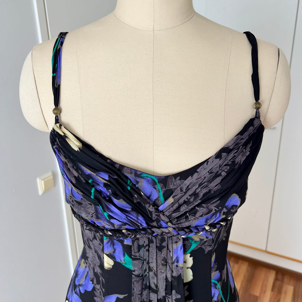 Y2K Floral Fairy Maxi Dress Chiffon Empire Waist Whimsygoth Slip Dress EU 38
