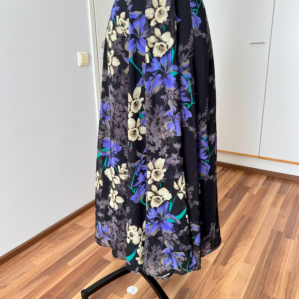 Y2K Floral Fairy Maxi Dress Chiffon Empire Waist Whimsygoth Slip Dress EU 38