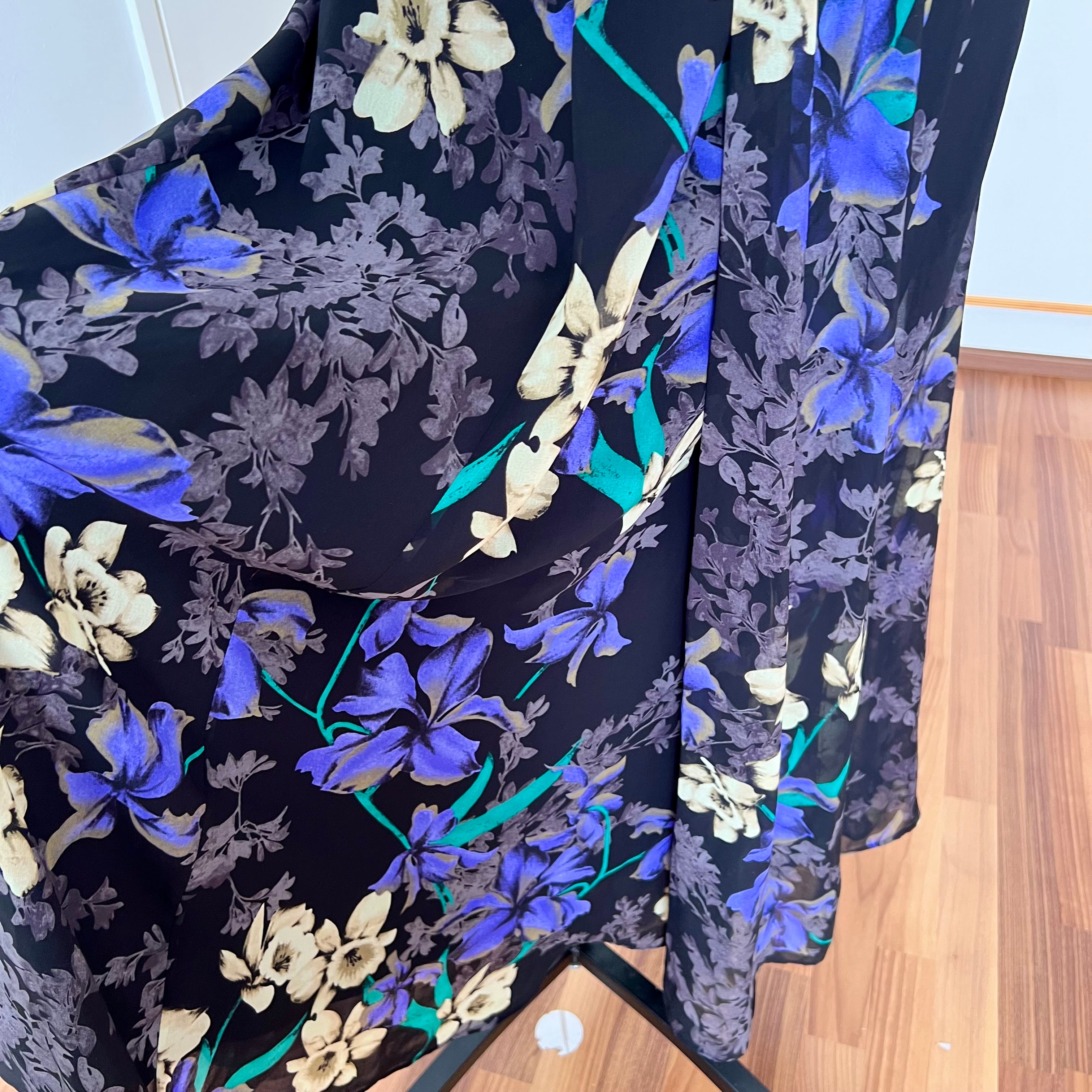 Y2K Floral Fairy Maxi Dress Chiffon Empire Waist Whimsygoth Slip Dress EU 38