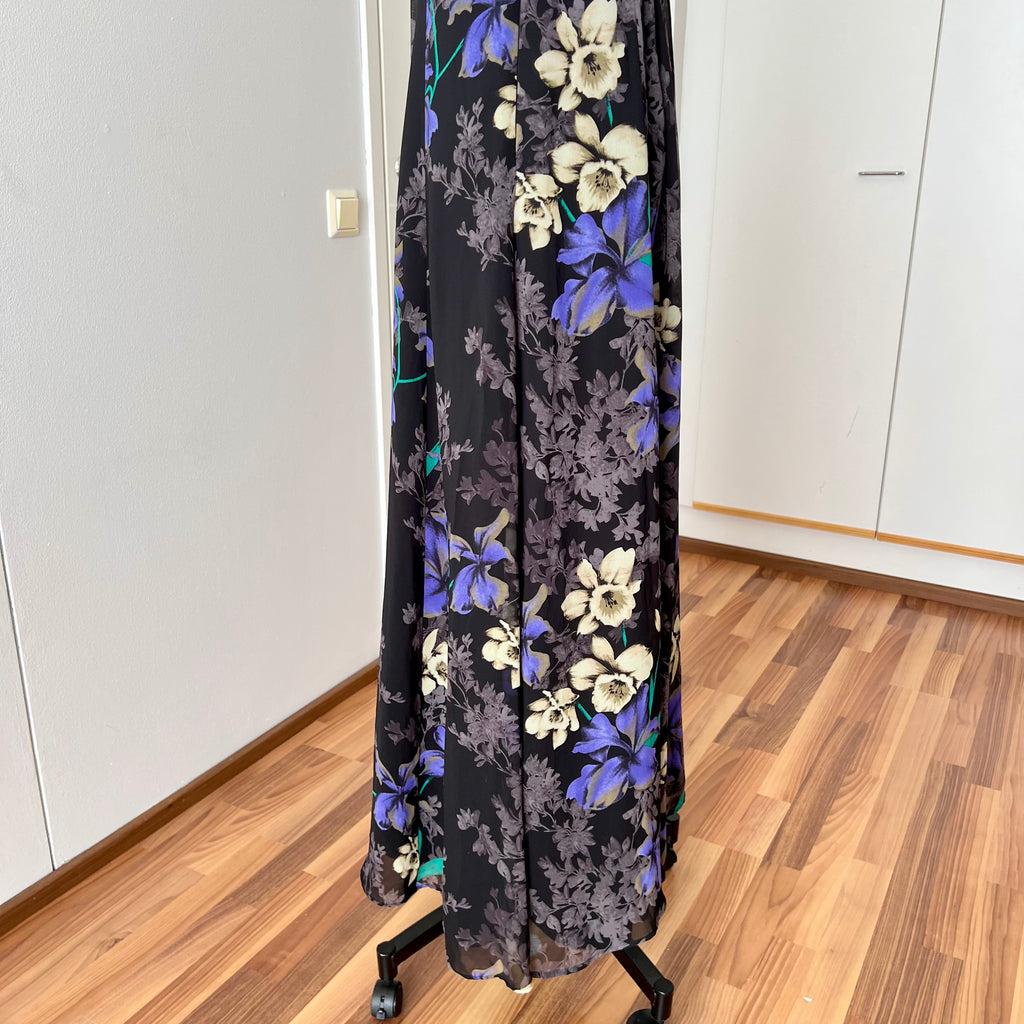 Y2K Floral Fairy Maxi Dress Chiffon Empire Waist Whimsygoth Slip Dress EU 38