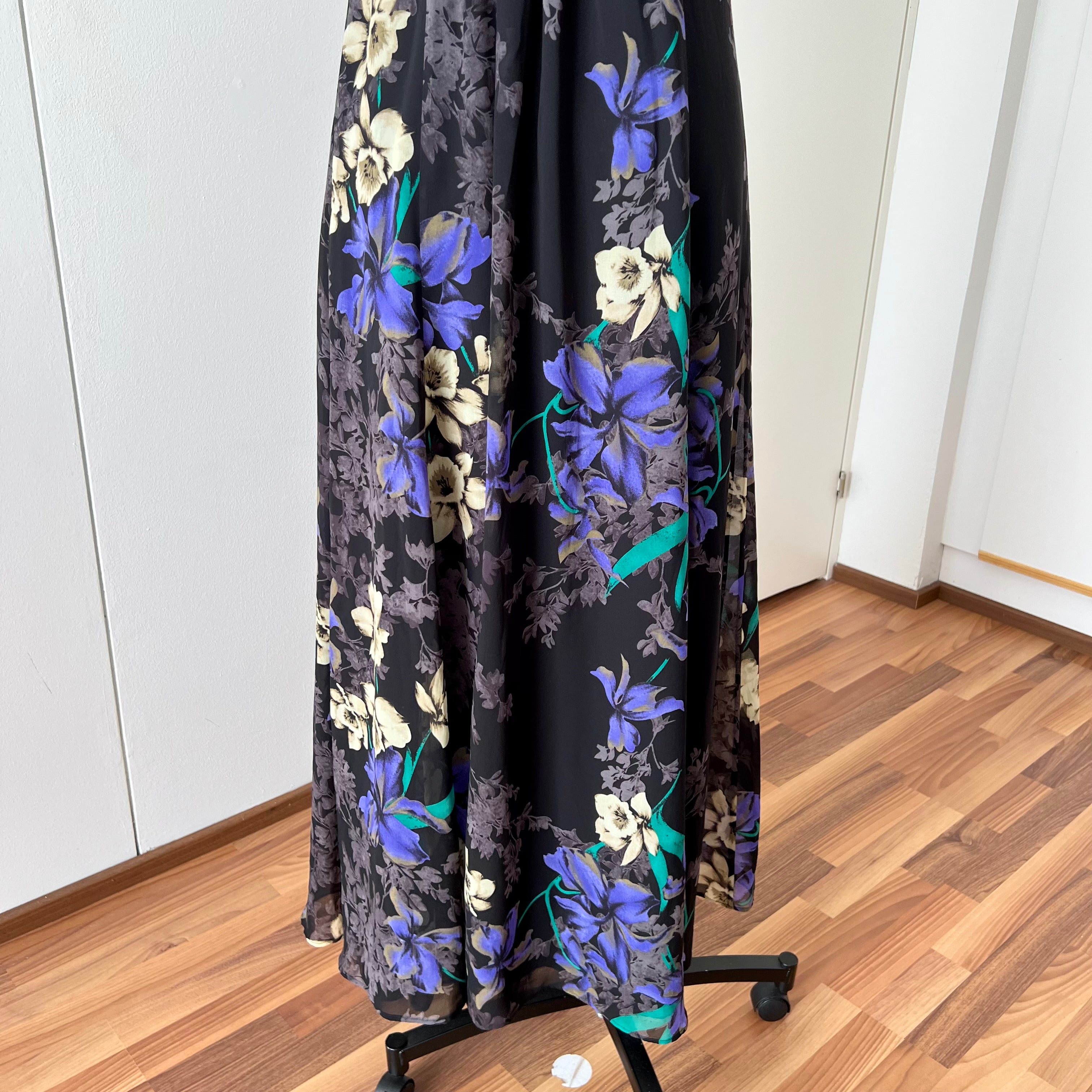 Y2K Floral Fairy Maxi Dress Chiffon Empire Waist Whimsygoth Slip Dress EU 38
