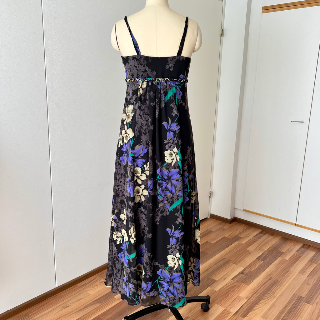 Y2K Floral Fairy Maxi Dress Chiffon Empire Waist Whimsygoth Slip Dress EU 38