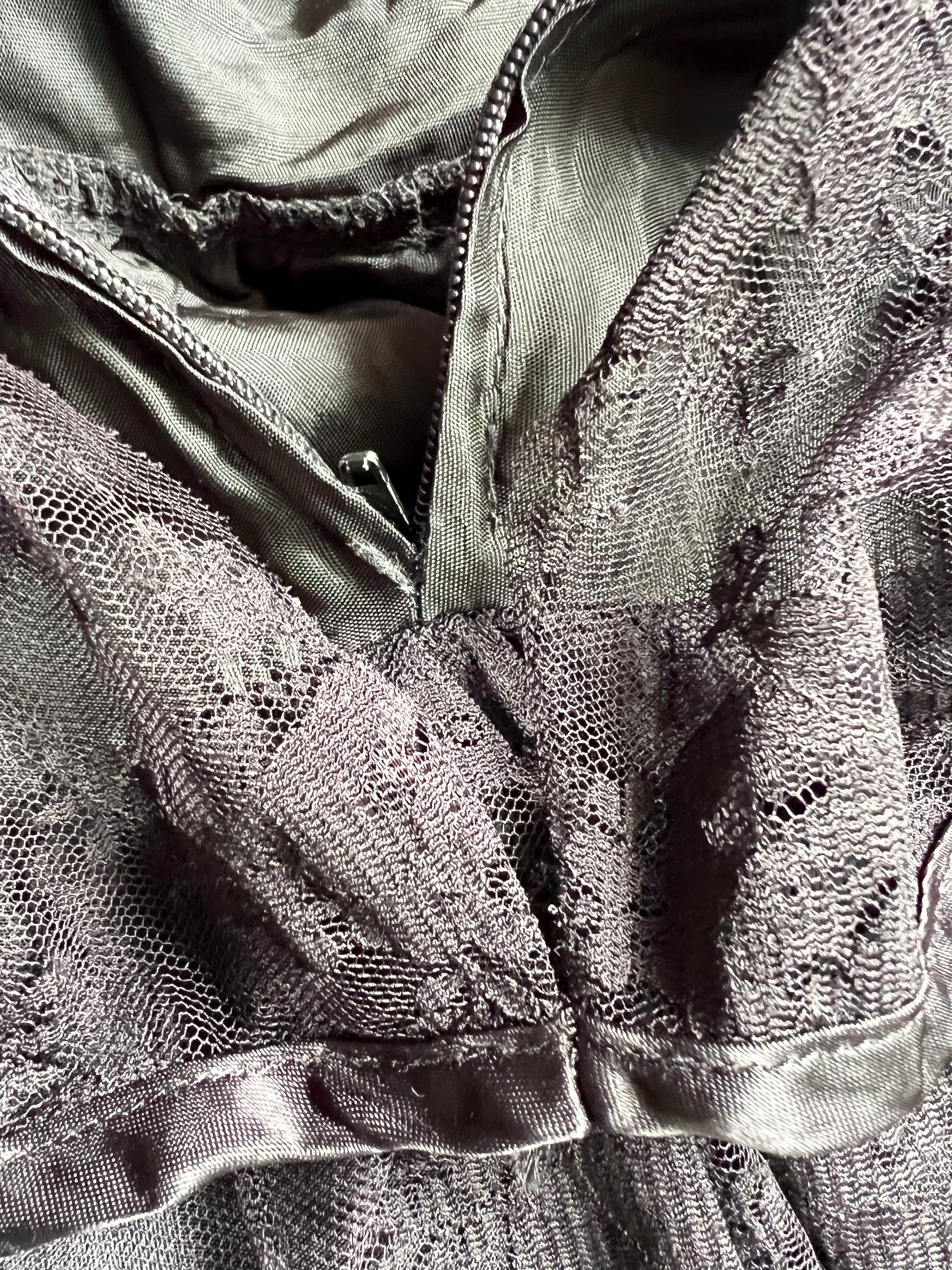 1980s Black Lace Party Dress Long Sleeves Whimsygoth Tiered  Ruffle Cocktail Dress