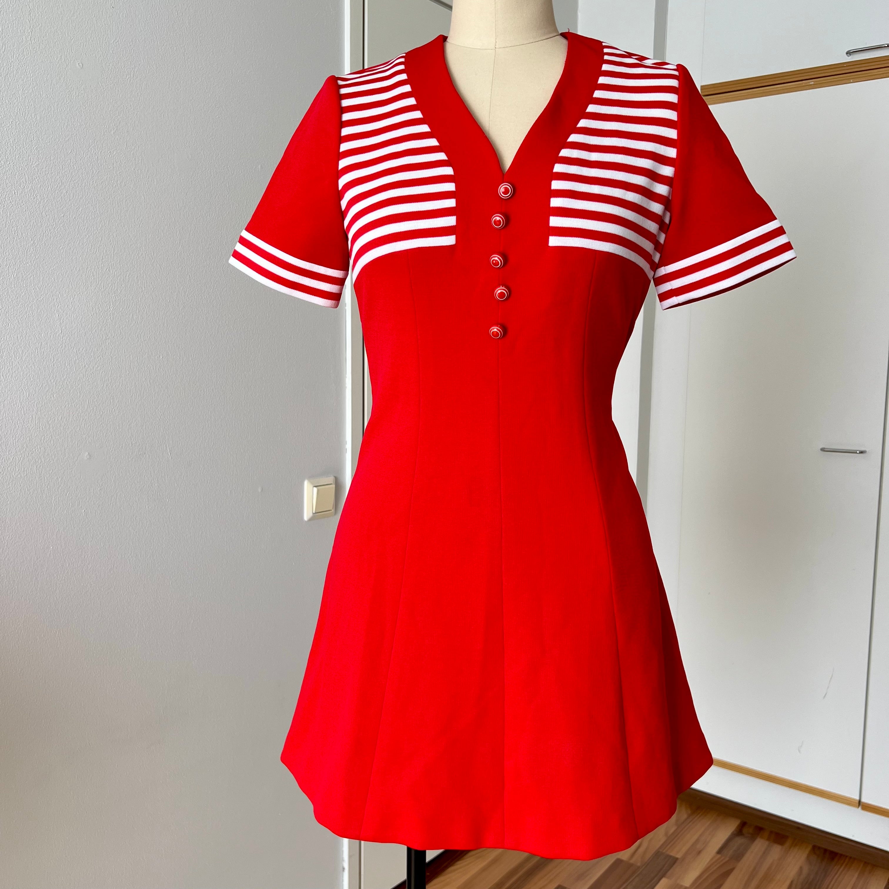 60s Mod Mini Dress Dress-Striped Shift Dress-Retro Aline Gogo Twiggy Style Dress