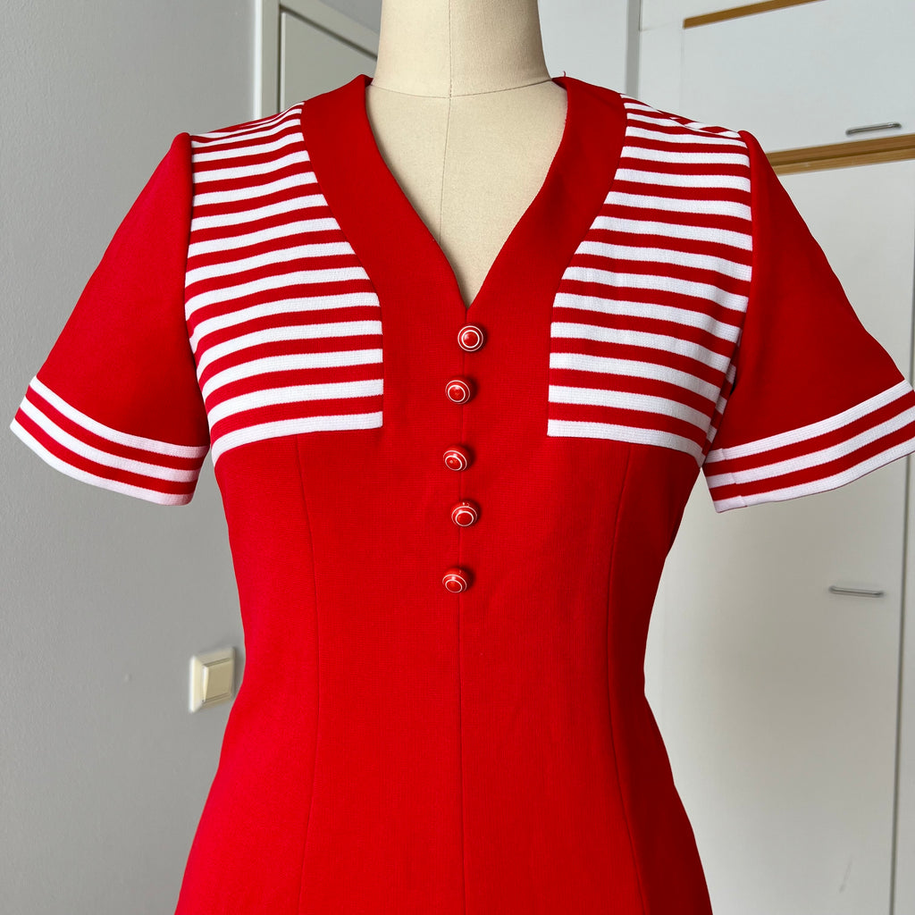 60s Mod Mini Dress Dress-Striped Shift Dress-Retro Aline Gogo Twiggy Style Dress