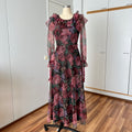 1970s Vintage Vera Mont Maxi Dress-Romantic Floral Ruffle Collar Gown