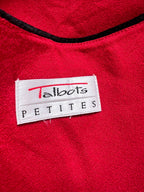 1990s Red Button Front Midi Dress TALBOTS-Sleeveless Pinafore V Neck Dress