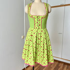 Vintage German Floral Cotton Dirndl-Green Oktoberfest Outfit-Bavarian Trachten Dress EU 36