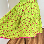 Vintage German Floral Cotton Dirndl-Green Oktoberfest Outfit-Bavarian Trachten Dress EU 36