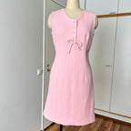 60s 70s Pink Mod Shift Mini Dress-Aline Sleeveless Vintage Dress-Retro Gogo Space Age Twiggy Style Dress