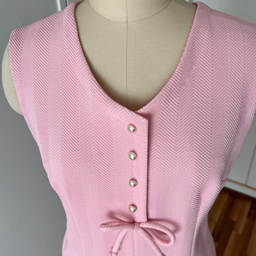 60s 70s Pink Mod Shift Mini Dress-Aline Sleeveless Vintage Dress-Retro Gogo Space Age Twiggy Style Dress
