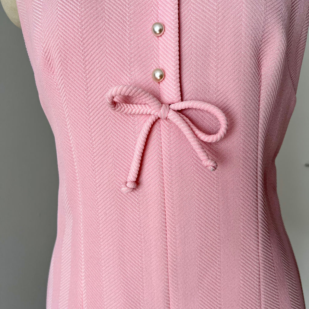 60s 70s Pink Mod Shift Mini Dress-Aline Sleeveless Vintage Dress-Retro Gogo Space Age Twiggy Style Dress