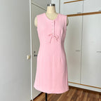 60s 70s Pink Mod Shift Mini Dress-Aline Sleeveless Vintage Dress-Retro Gogo Space Age Twiggy Style Dress