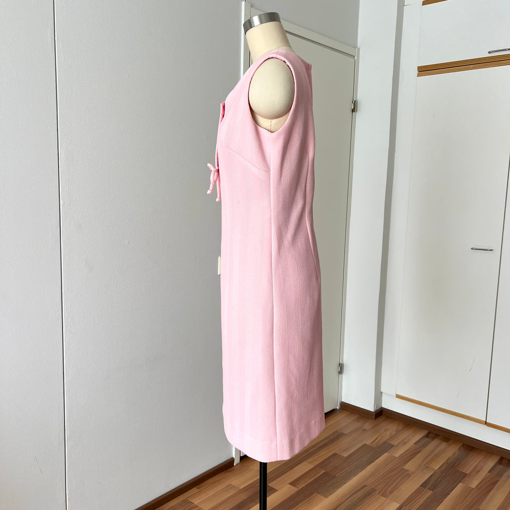 60s 70s Pink Mod Shift Mini Dress-Aline Sleeveless Vintage Dress-Retro Gogo Space Age Twiggy Style Dress
