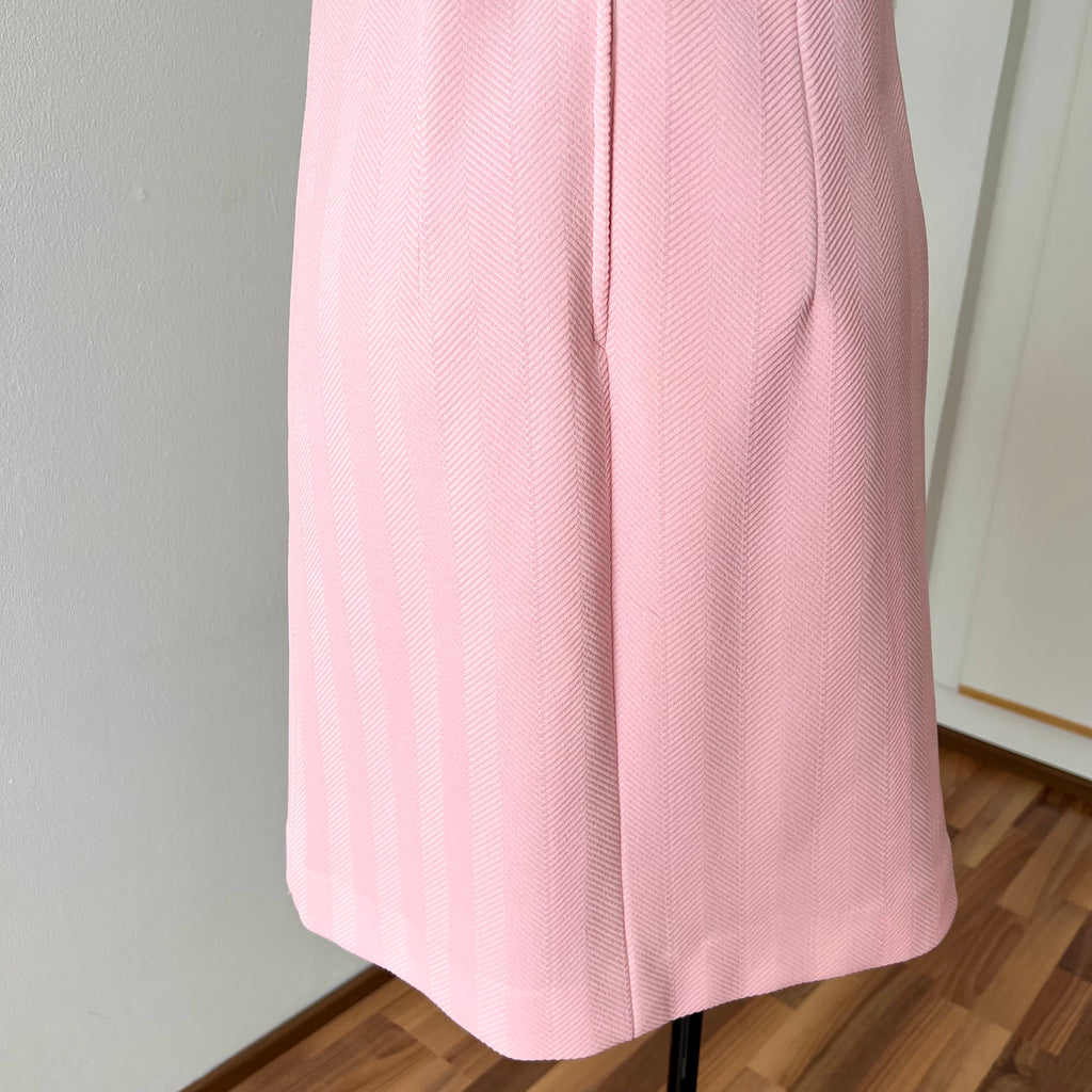 60s 70s Pink Mod Shift Mini Dress-Aline Sleeveless Vintage Dress-Retro Gogo Space Age Twiggy Style Dress