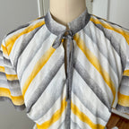 70s Vintage Chevron Stripe Midi Dress-Mod Shift Belted Day Dress