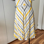 70s Vintage Chevron Stripe Midi Dress-Mod Shift Belted Day Dress