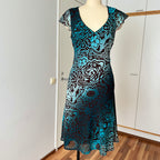 Y2K Sheer Mesh Midi Dress-Fairycore Paisley Print Whimsygoth Dress EU 38