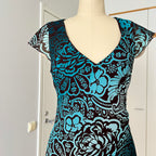 Y2K Sheer Mesh Midi Dress-Fairycore Paisley Print Whimsygoth Dress EU 38