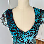 Y2K Sheer Mesh Midi Dress-Fairycore Paisley Print Whimsygoth Dress EU 38