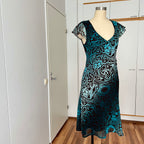 Y2K Sheer Mesh Midi Dress-Fairycore Paisley Print Whimsygoth Dress EU 38