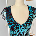 Y2K Sheer Mesh Midi Dress-Fairycore Paisley Print Whimsygoth Dress EU 38