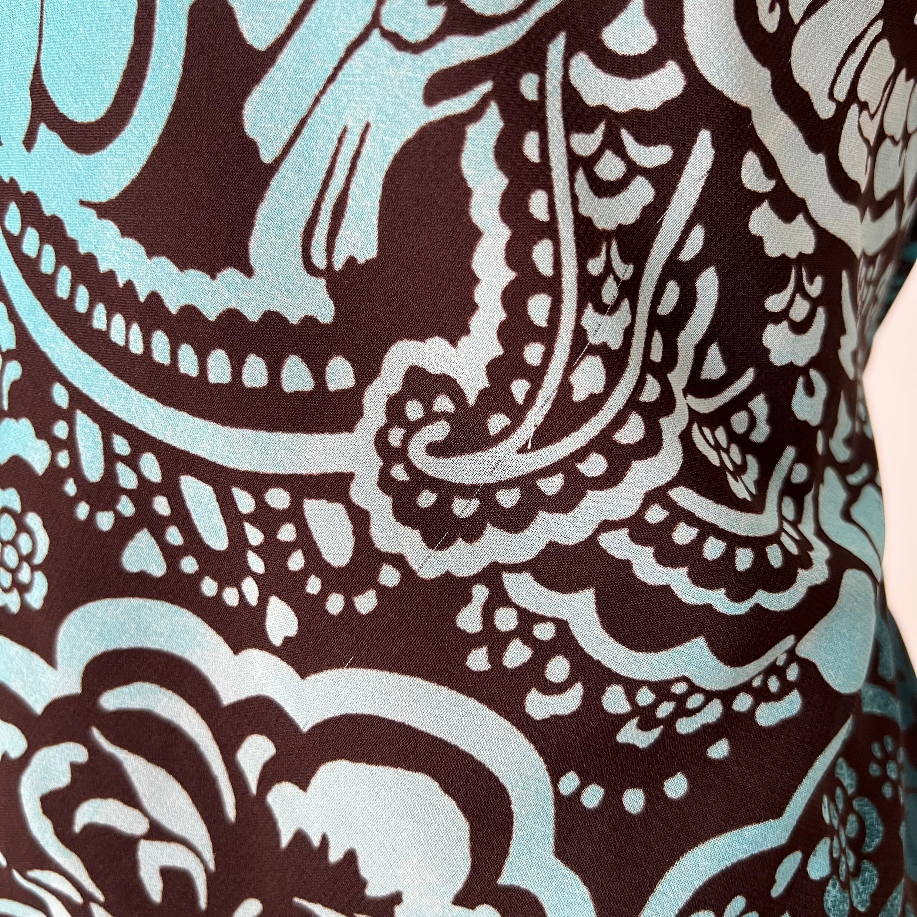 Y2K Sheer Mesh Midi Dress-Fairycore Paisley Print Whimsygoth Dress EU 38