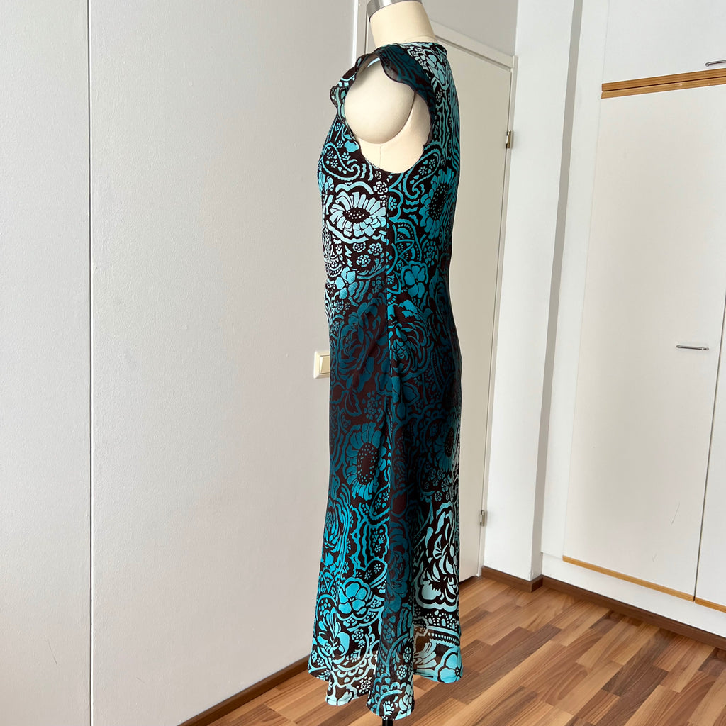 Y2K Sheer Mesh Midi Dress-Fairycore Paisley Print Whimsygoth Dress EU 38
