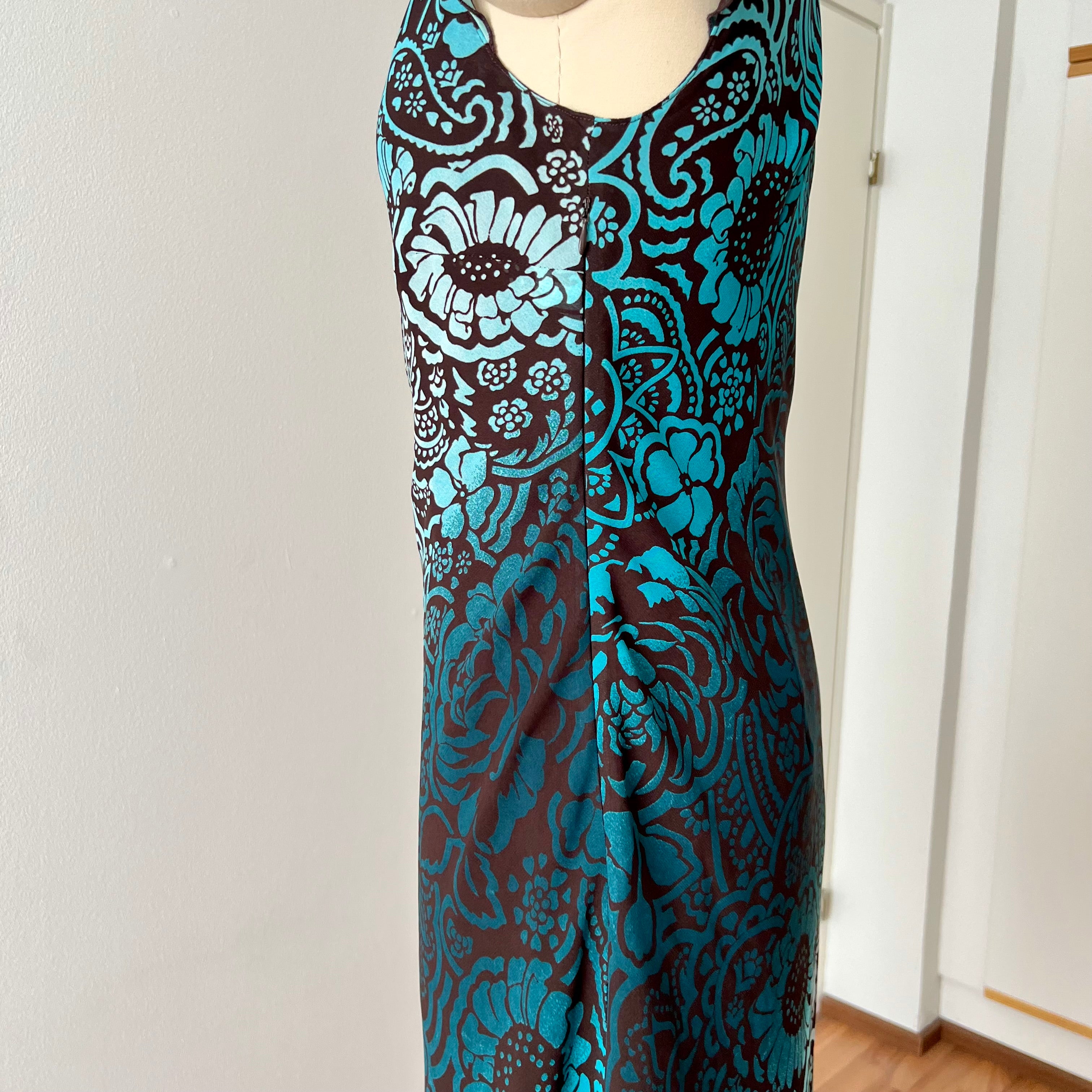 Y2K Sheer Mesh Midi Dress-Fairycore Paisley Print Whimsygoth Dress EU 38