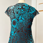 Y2K Sheer Mesh Midi Dress-Fairycore Paisley Print Whimsygoth Dress EU 38