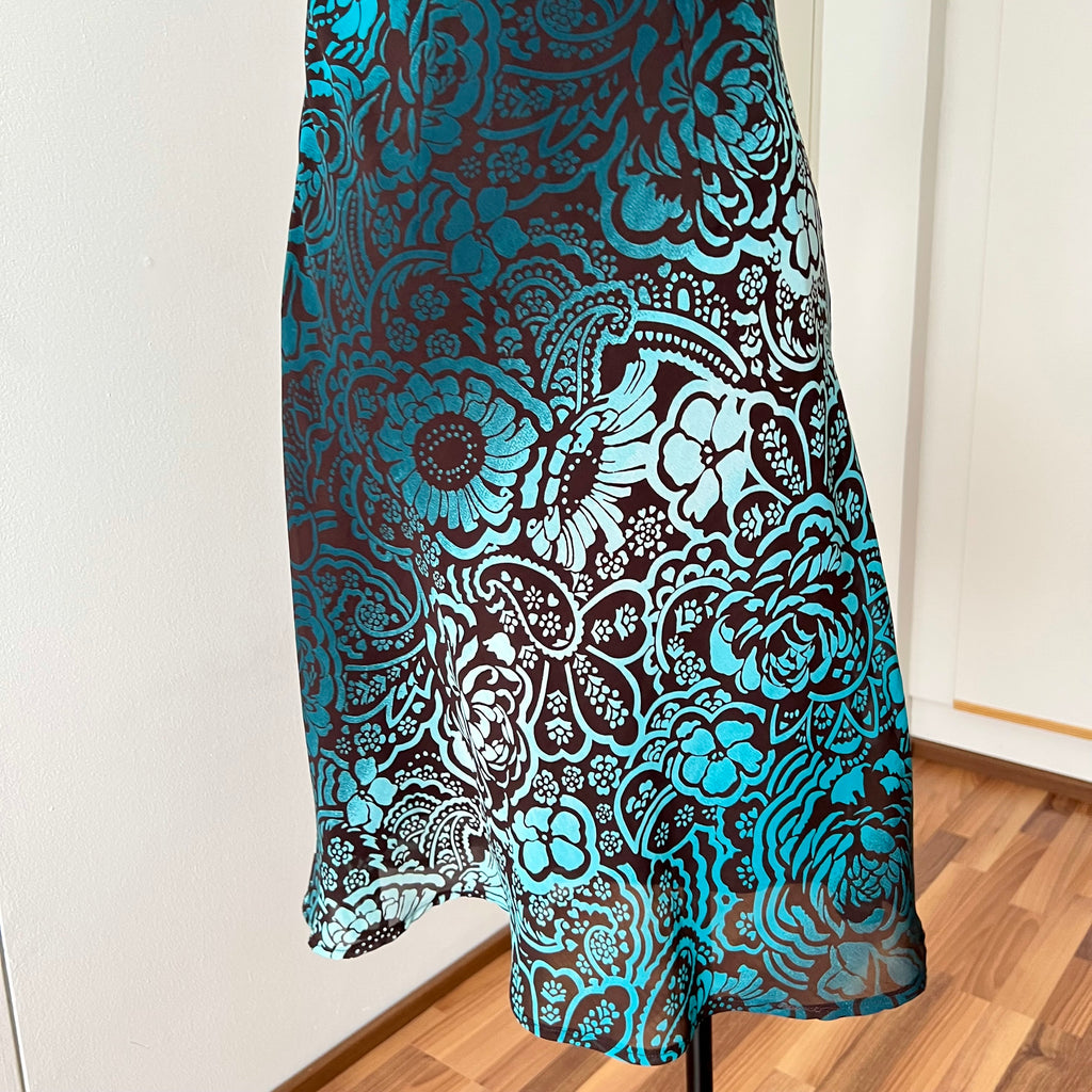 Y2K Sheer Mesh Midi Dress-Fairycore Paisley Print Whimsygoth Dress EU 38