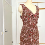 Y2K Paisley Print Midi Slip Dress-Fairycore Asymmetrical Handkerchief Hem Dress EU 44