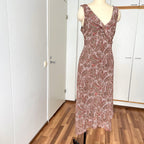 Y2K Paisley Print Midi Slip Dress-Fairycore Asymmetrical Handkerchief Hem Dress EU 44