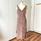 Y2K Paisley Print Midi Slip Dress-Fairycore Asymmetrical Handkerchief Hem Dress EU 44