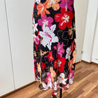 Y2K Cowl Neck Floral Slip Dress-Mesh Overlay Grunge Fairy 2000s Tropical Print EU 38