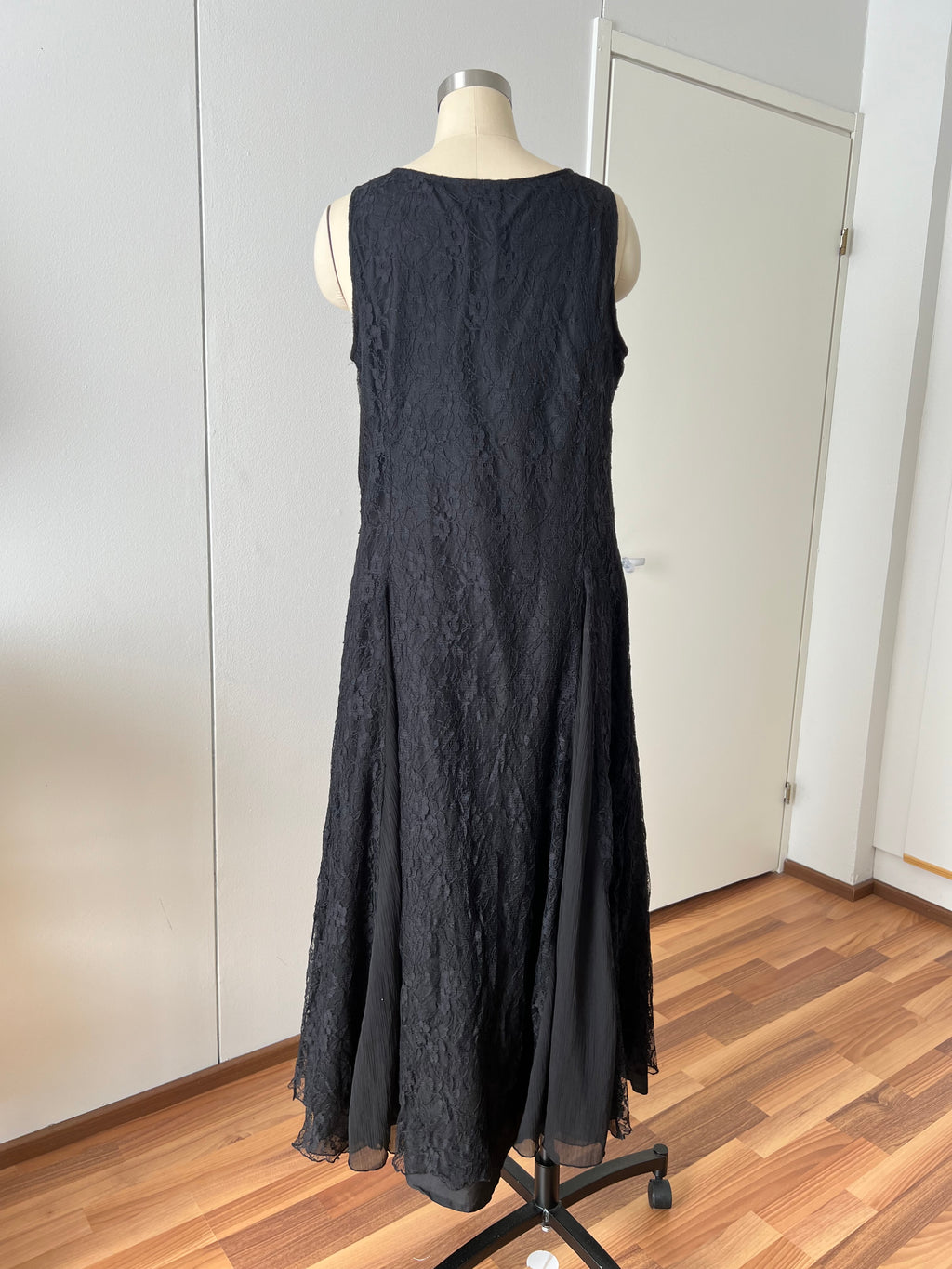 90s Together Black Lace Maxi Dress-Whimsygoth Godet SKirt Gown