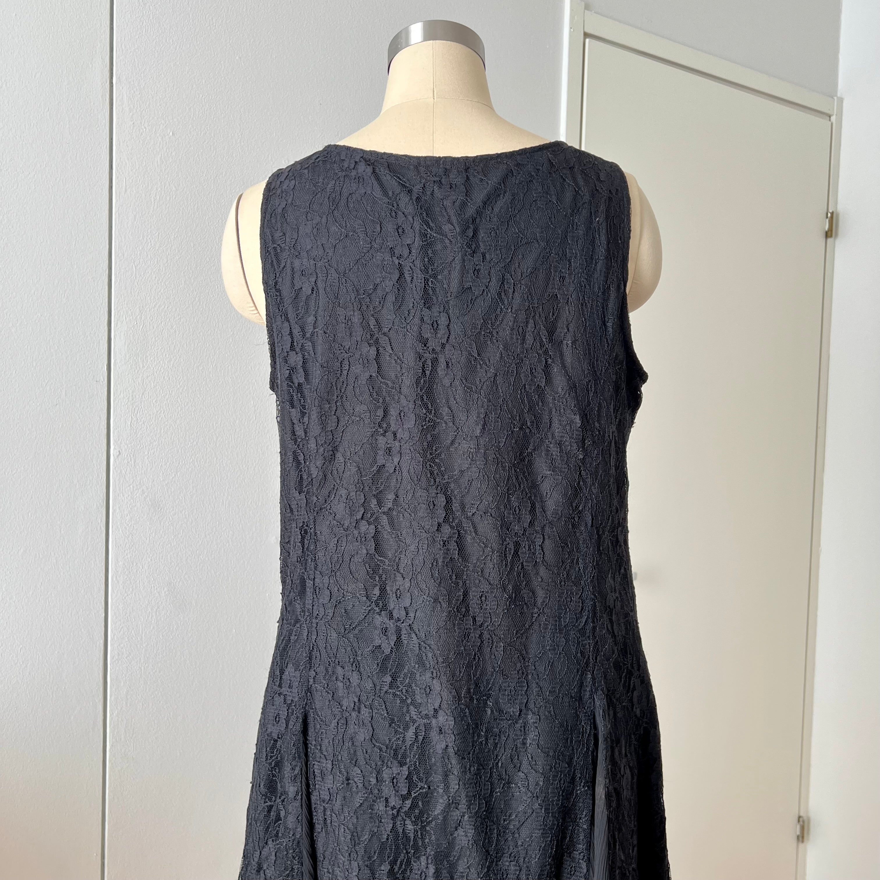 90s Together Black Lace Maxi Dress-Whimsygoth Godet SKirt Gown