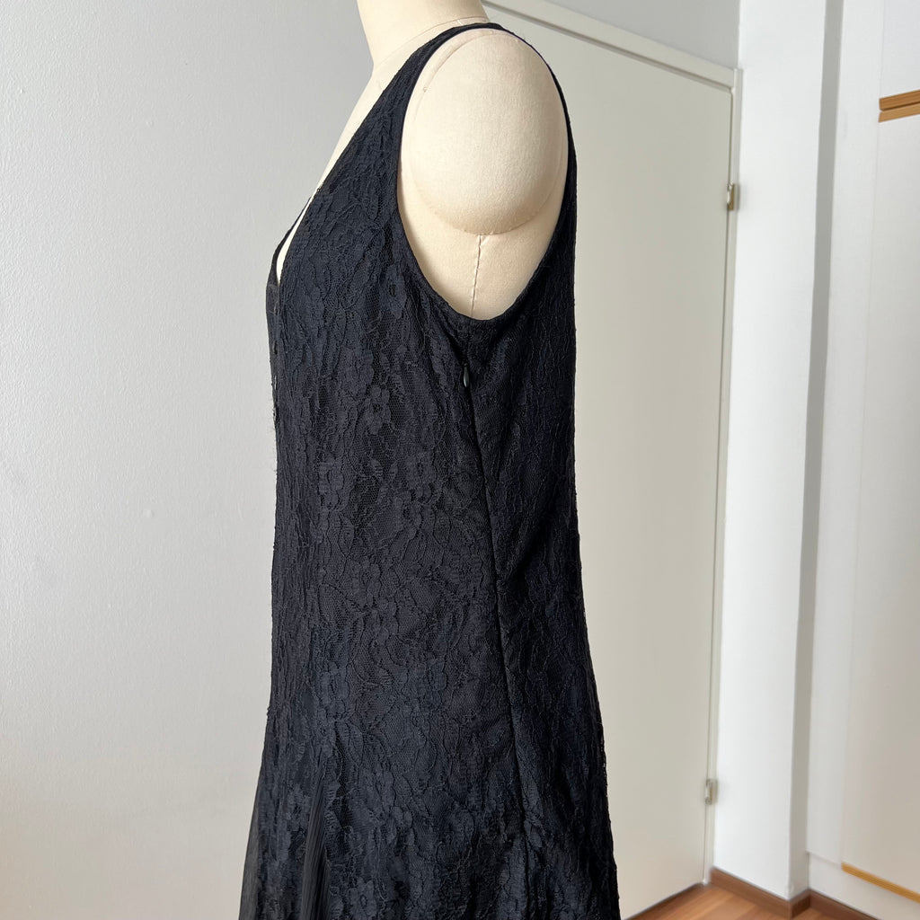 90s Together Black Lace Maxi Dress-Whimsygoth Godet SKirt Gown