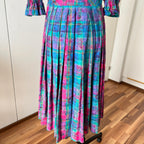 Vintage 80er Jahre Österreichisches Trachtenkleid - Bayerisches Blumen Karo Dirndl Oktoberfest Kleid