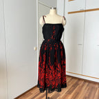 80s/90s Formal Midi Dress-Floral Spaghetti Straps Wedding Guest Dress EU 44