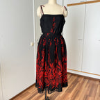 80s/90s Formal Midi Dress-Floral Spaghetti Straps Wedding Guest Dress EU 44