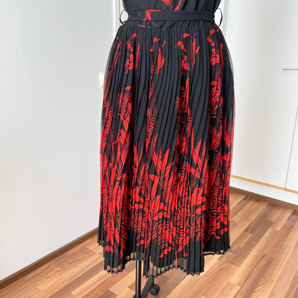80s/90s Formal Midi Dress-Floral Spaghetti Straps Wedding Guest Dress EU 44