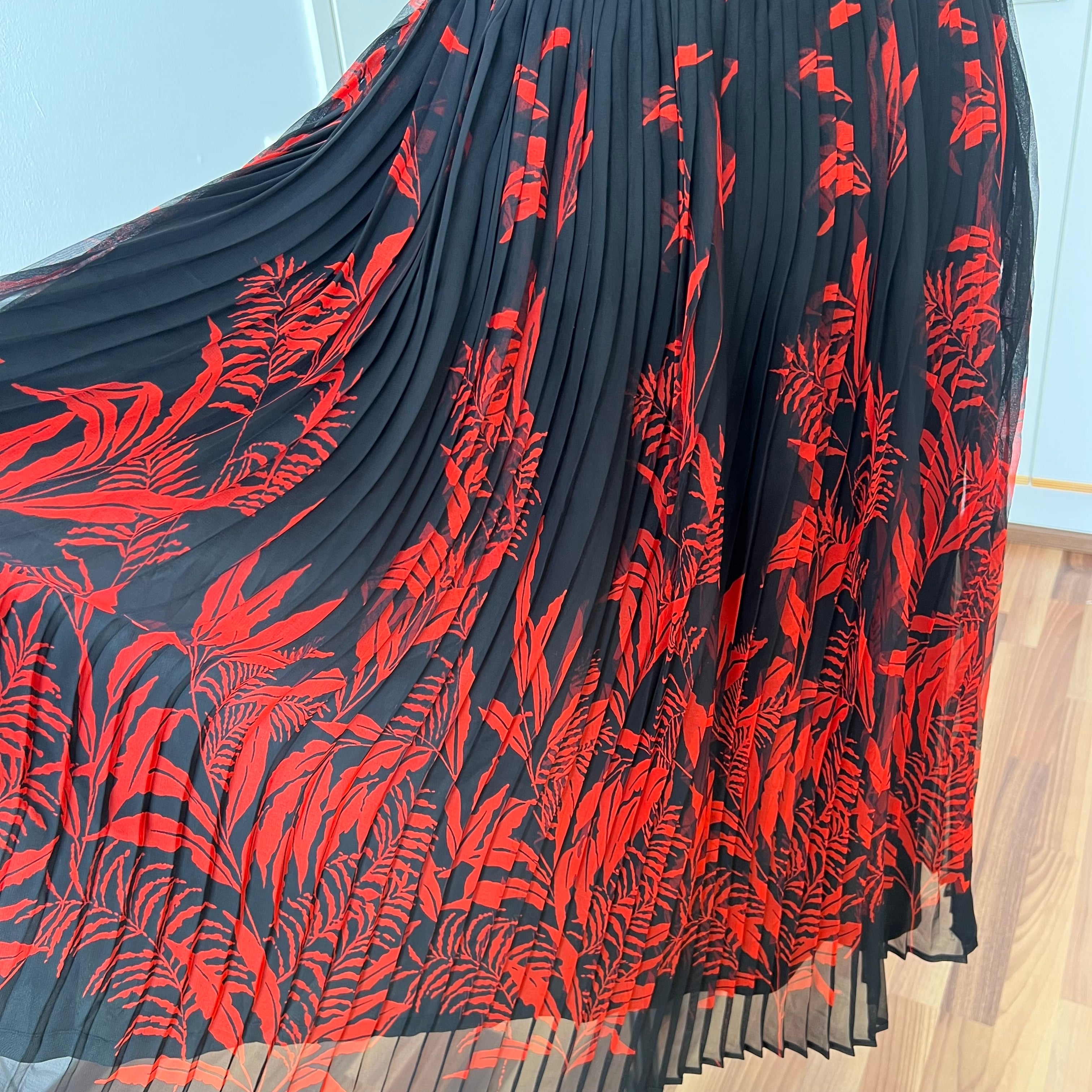 80s/90s Formal Midi Dress-Floral Spaghetti Straps Wedding Guest Dress EU 44