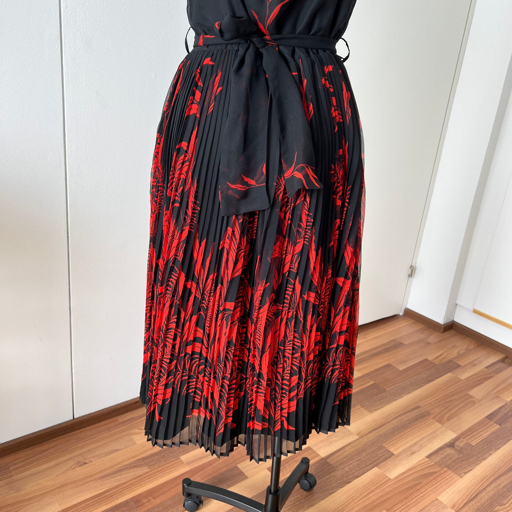 80s/90s Formal Midi Dress-Floral Spaghetti Straps Wedding Guest Dress EU 44