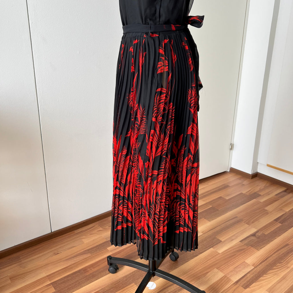 80s/90s Formal Midi Dress-Floral Spaghetti Straps Wedding Guest Dress EU 44