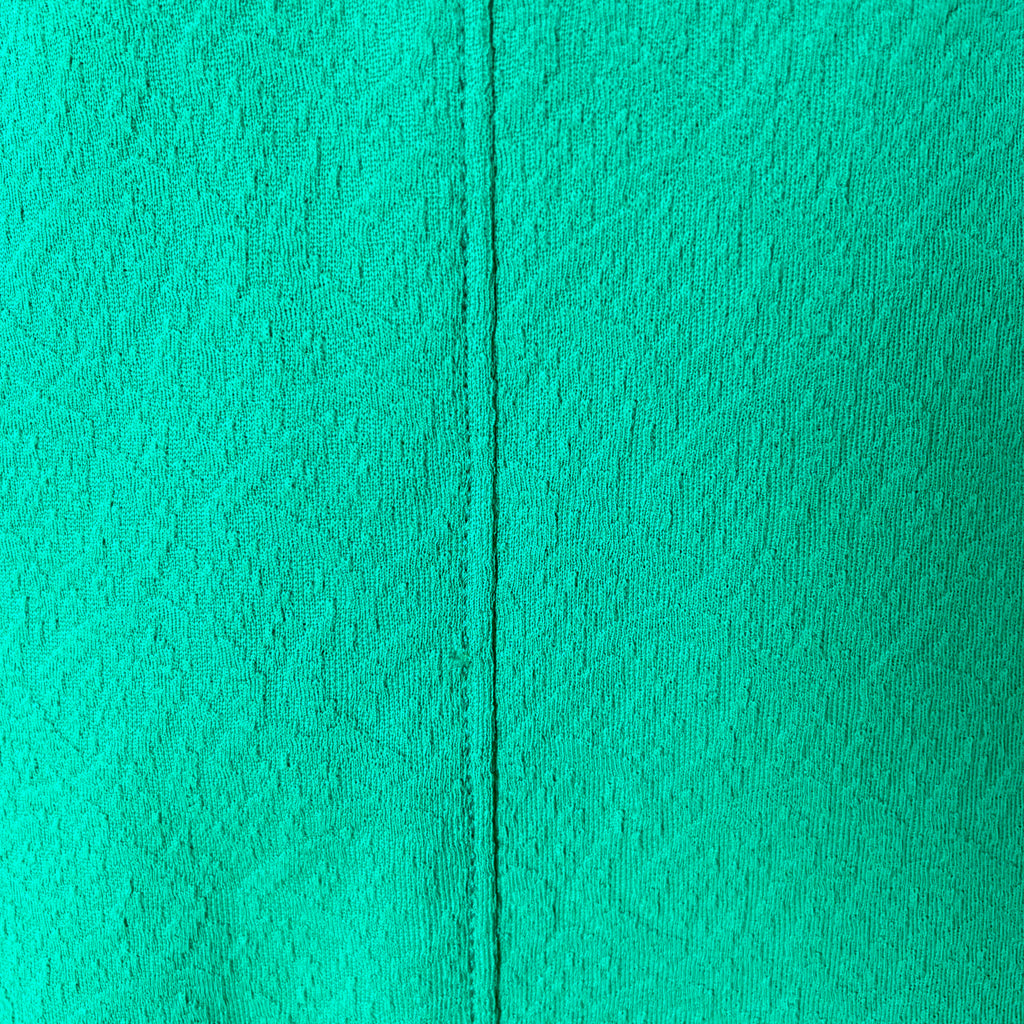 Green Textured Mod Shift Dress – 60s Space Age Stewardess Style, Crimplene Jersey