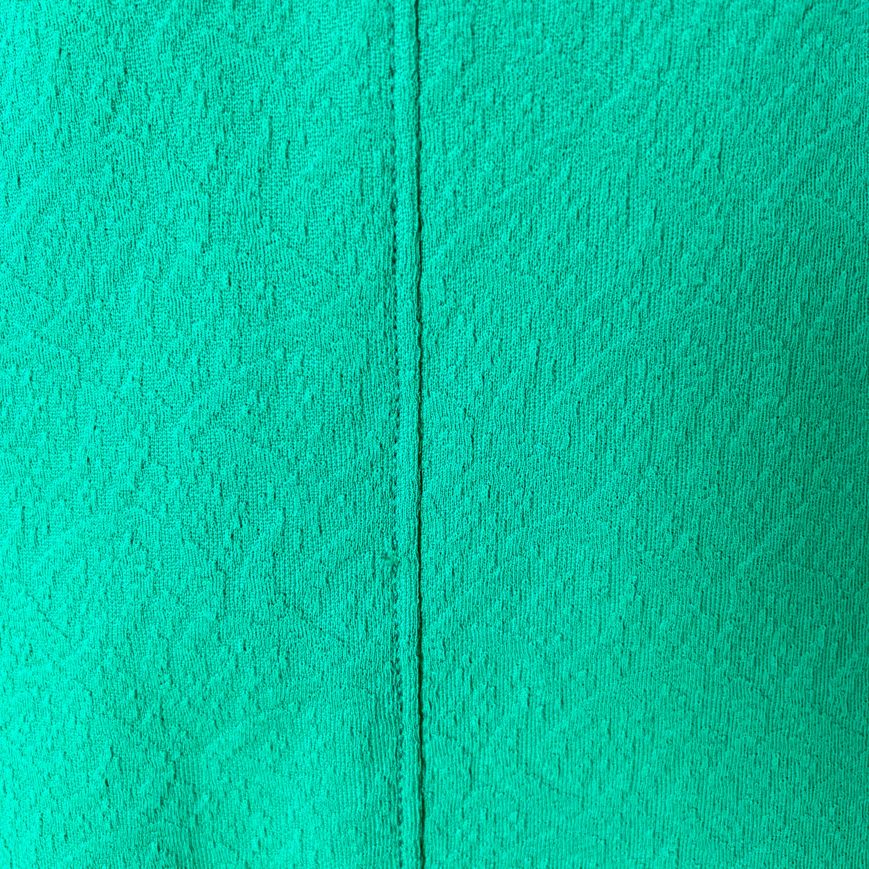 Green Textured Mod Shift Dress – 60s Space Age Stewardess Style, Crimplene Jersey