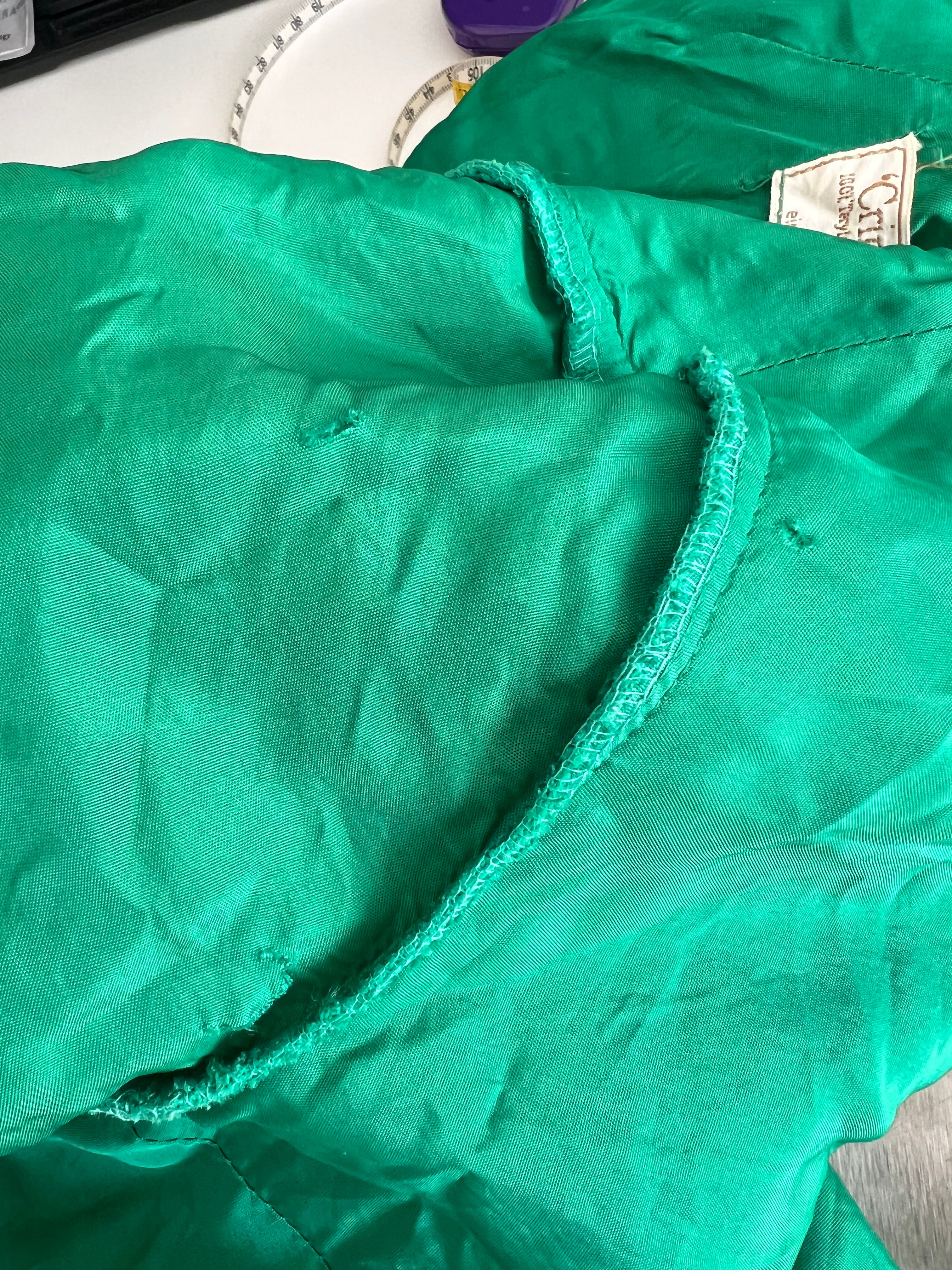 Green Textured Mod Shift Dress – 60s Space Age Stewardess Style, Crimplene Jersey